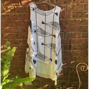 India Boutique black & white beach dress,cover up. Fish design, One Size